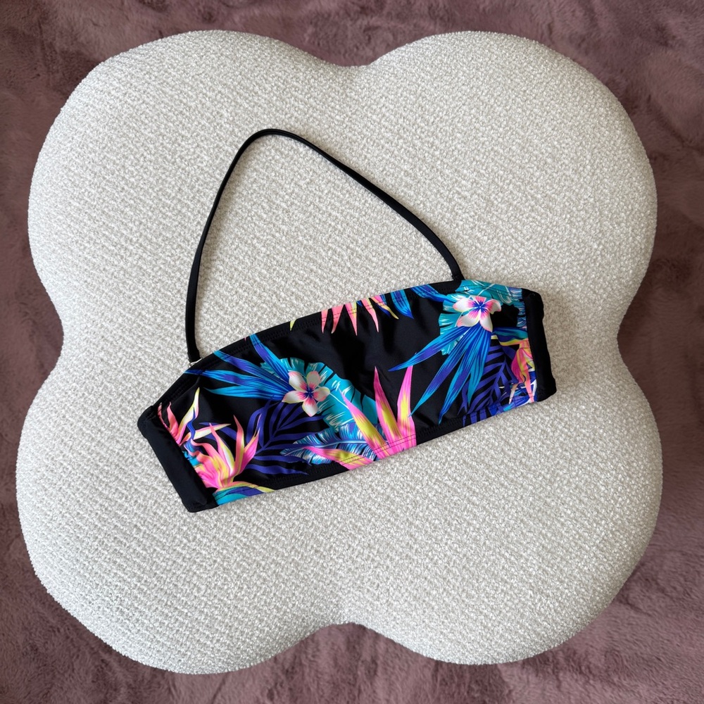 Tropical Print Bandeau Bikini Top
